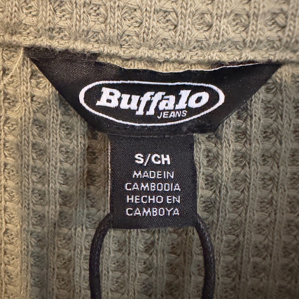 Buffalo David Bitton Waffle Knit Button Up Shirt Faded Sage Green SLC0027 Small - Picture 3 of 8